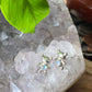 Natural Top Grade India Moonstone Blue Fire Sterling silver Bear earring stud