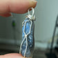 High grade Blue Fire Labradorite raw rock 14K white gold Wire Pendant, handmade pendat, gift for her, gift for him