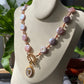 Natural freshwater pearls,baroque metal purple pink cookie shape round button  multiple use Necklace,handmade necklace