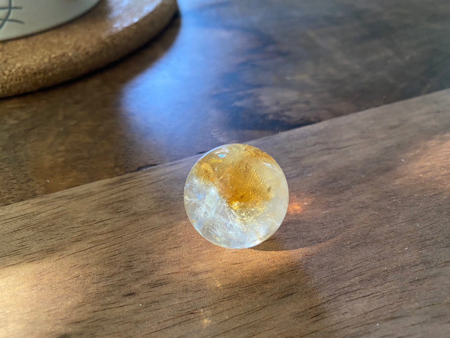 Natural pyramid Citrine grown with rainbow crystal Rock Crystal Ball, Crystal point, Clear crystal Mineral Specimen,Divination Ball