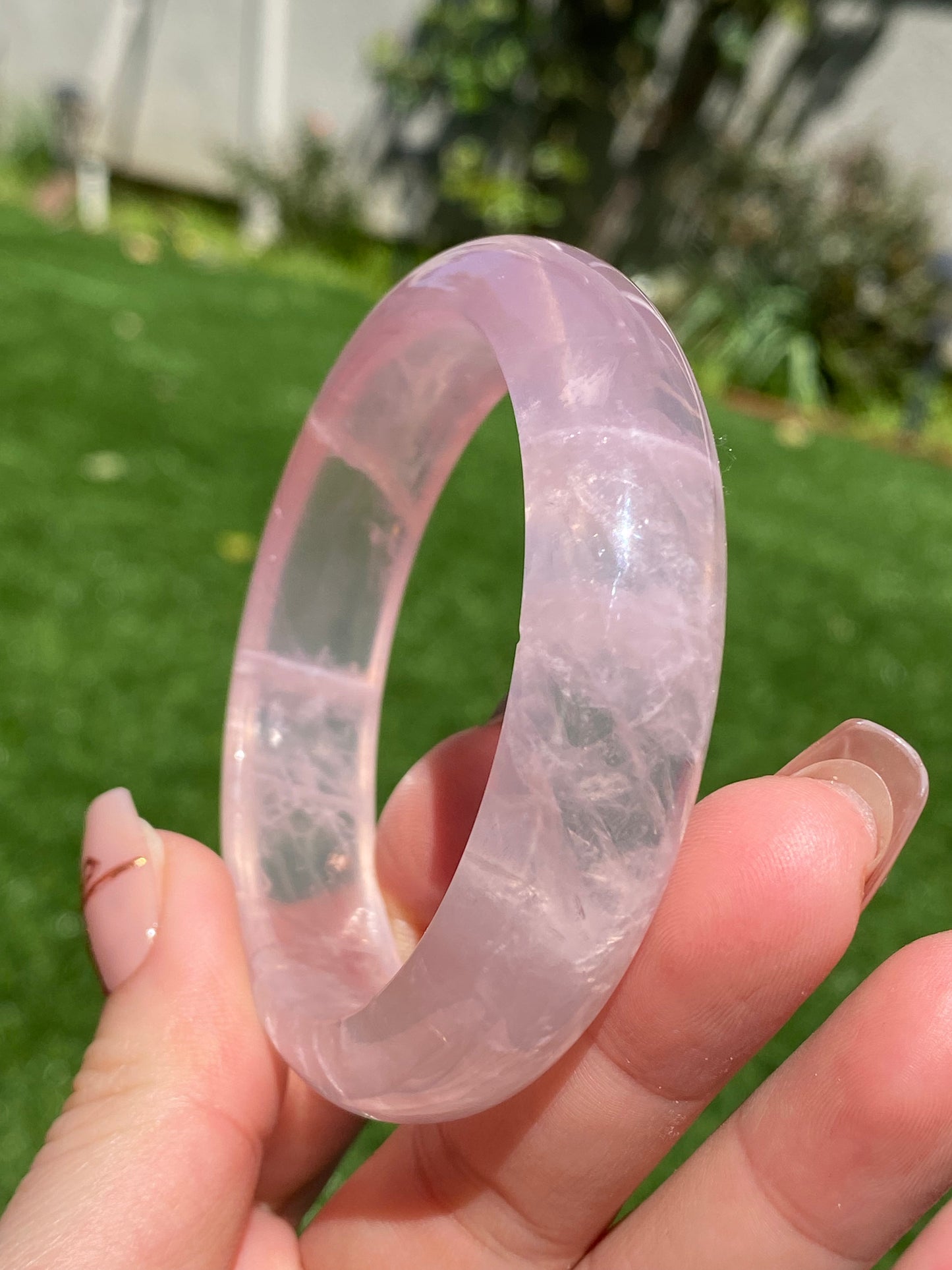 TOPPEST Silky Fire illuminate Rose Quartz Bangle Bracelet,gemstone Rose Quartz Crystal Bangle,gift for her,gift for Mother,Lover