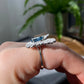 Natural  London Royal Blue tea drop Topaz with Zircon Butterfly Queen Adjustable Ring,Bridesmaid Gifts,gift for her,Birthday Aniversary gift