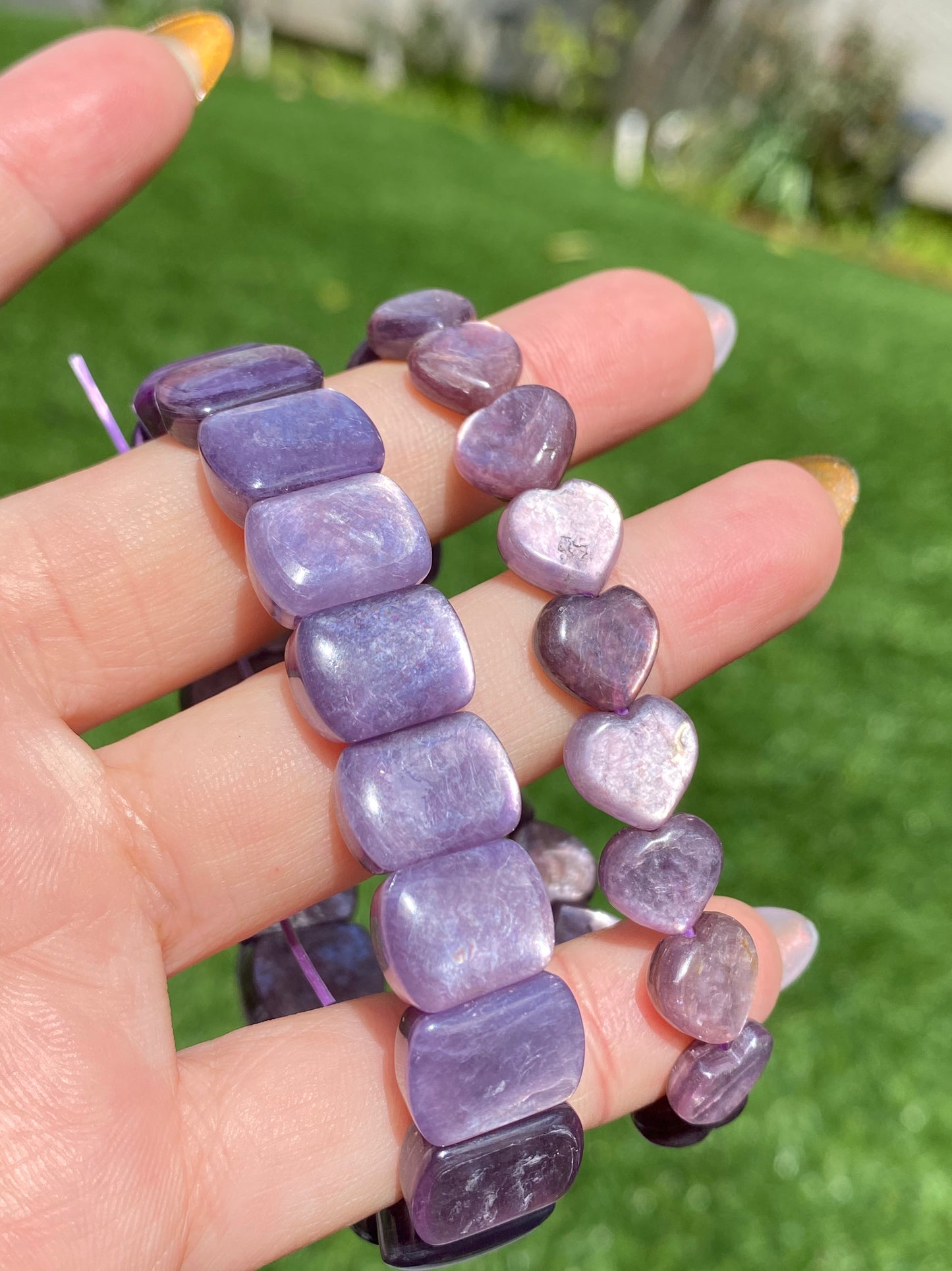 AAAA grade cat eyes luxury natural purple Lepidolite Heart shape bracelet, Mica Rutilated Quartz gift for her,Valentine's Day