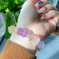 Natural Unicorn FLuorite Hand Craved  twin lotus flowers on one stalk,devoted married couple Beaded Bracelet, gift for her,Valentine's Day Gift
