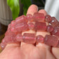 AAAA Grade Rainbow Fire Natural Strawberry quartz  Barrel Round Bead bracelet Joy,healing crystal