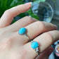 Genuine Natural Larimar Raw Larimar statement gemstone oval shape Sterling Silver women men ring