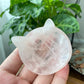 Natural Rose Quartz cuty kitty cat head mini plate