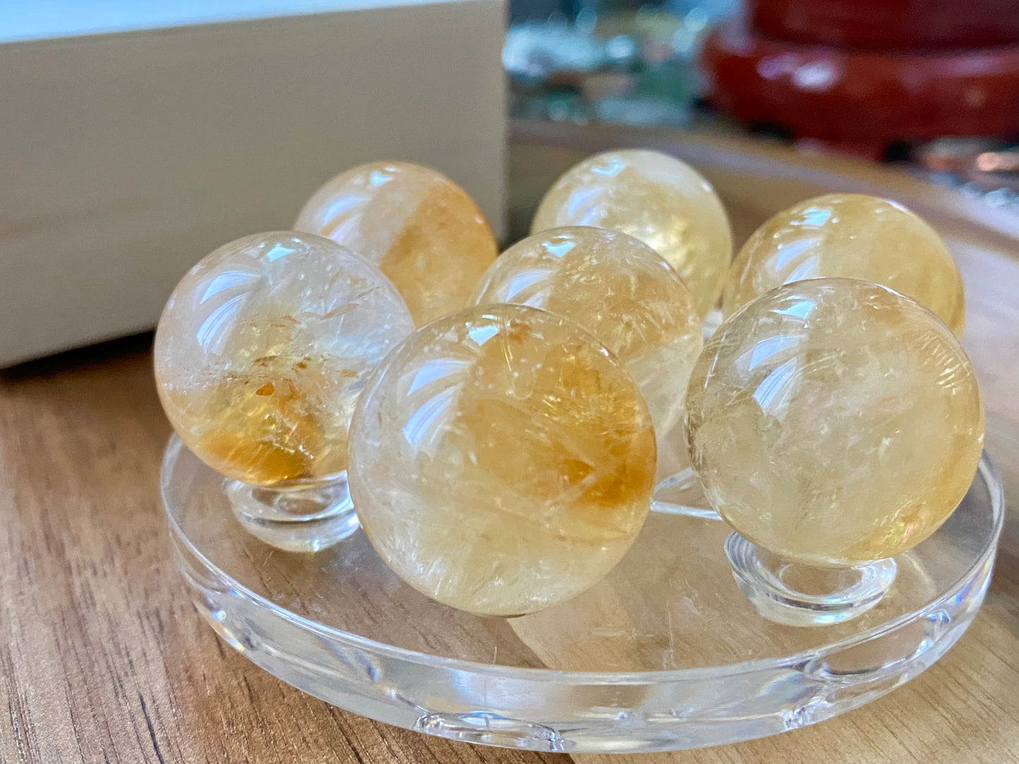 Natural pyramid Citrine grown with rainbow crystal Rock Crystal Ball, Crystal point, Clear crystal Mineral Specimen,Divination Ball