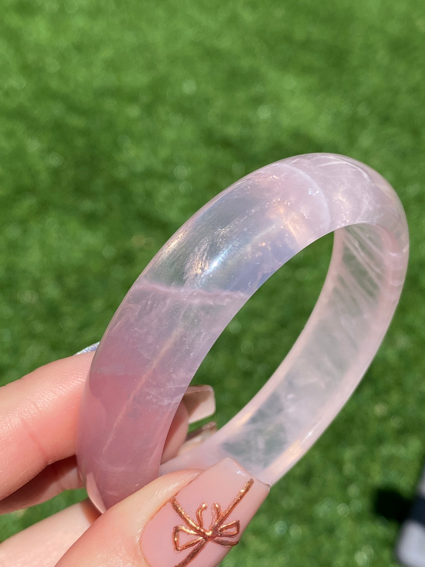 TOPPEST Silky Fire illuminate Rose Quartz Bangle Bracelet,gemstone Rose Quartz Crystal Bangle,gift for her,gift for Mother,Lover