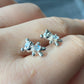 Natural Top Grade India Moonstone Blue Fire Sterling silver Bear earring stud