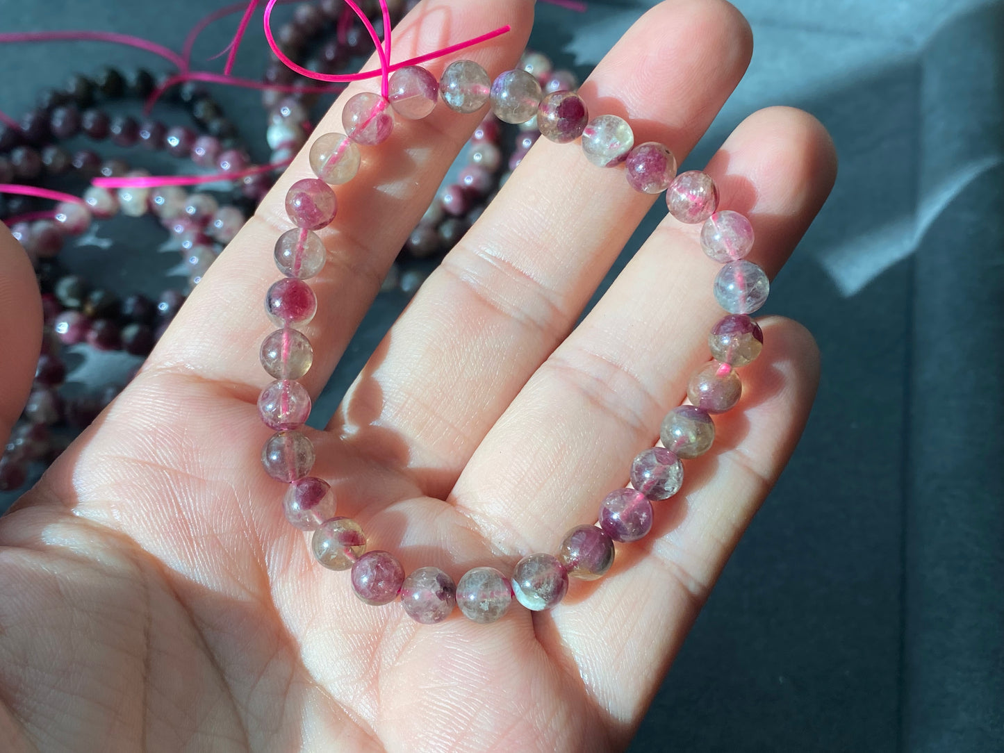 Natural Ruby Red Tourmaline, Pink Tourmaline 6mm-7mm Beaded Bracelet,wholesale price