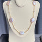 Natural freshwater pearls,baroque metal white blue gum shape  multiple use Necklace,handmade necklace