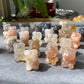 Natural Sakura Agate,flower agate hand carved couple shy bear beads bracelet,gift for her