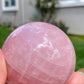 Hight grade 76MM Natural Rose quartz Sphere，Quartz Crystal Ball,Crystal Healing Divination ball,Led light stander