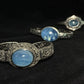 Hight Grade Big Surface ocean blue Aquamarine oval shape vintage open bangle bracelet gift for her gift for mom