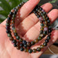 AAAA Grade Gradient Black rose Tourmaline smooth round beaded necklace include Blue 5mm+