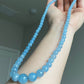 Natural Aquamarine Ocean Blue sky blue Mixed size Bead Healing Crystal Necklace 5-13MM,gift for her