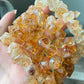 Succes and wealth Natural pyramid Citrine irregular Rock Cystal Dark Yellow Gold Bracelet grow with blue needle,handmade bracelet