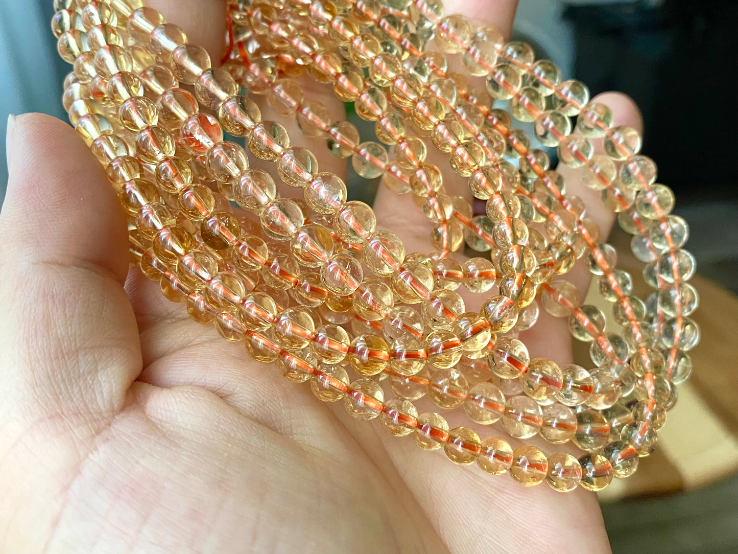 AAAA Grade Natural yellow to gold Citrine round success and wealth bead Bracelet 5mm+ 6mm+,gift for her,handmade bracelet