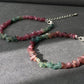Natural watermelon Multi-color Raw Tourmaline rock Gemstone Sterling silver Bead Bracelet ,gift for her