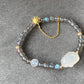 Natural High grade Rainbow Fire Labradorite with hand carved agate bunny ,rabbit Bead Bracelet,gift for her,Bridesmaid Gifts