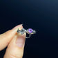 Special design Natural clear purple Tanzanite sterling silver open ring adjustable ring