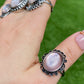 Natural Purple Lepidolite ,purple mica,Vintage style Oval shape ,Mid-century Adjustable Ring,Valentine's Day Gift,anniversary