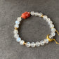 Natural Sri Lanka Moonstone with yanyuan Agate rabbit, bunny Moon chain Bead Bracelet,gift for her,gift idea