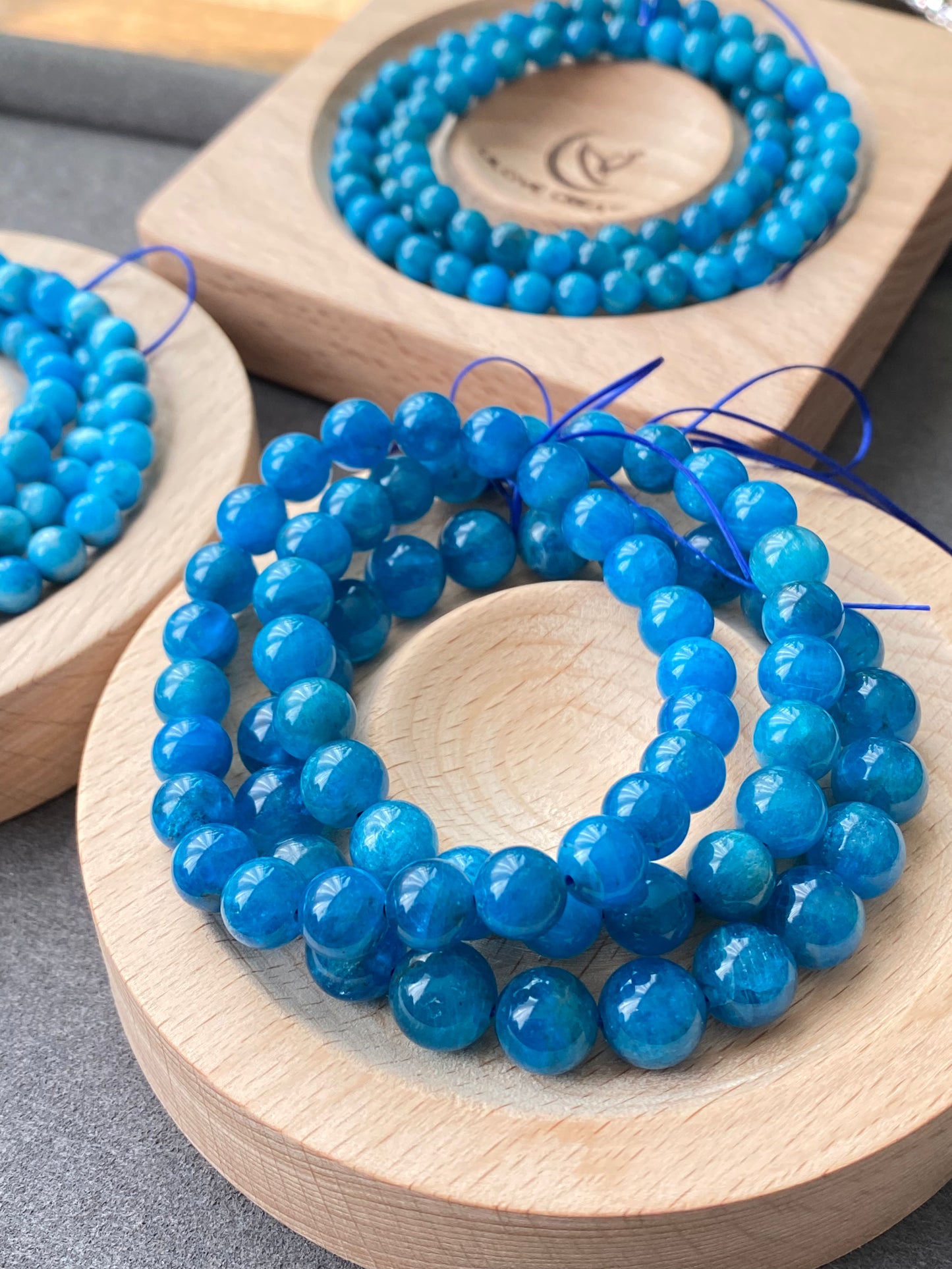 AAA Grade Natural Blue Apatite Round  Crystal  Yoga Jewelry ,Boho Jewelry Bracelet 6mm 7mm 8mm 9mm