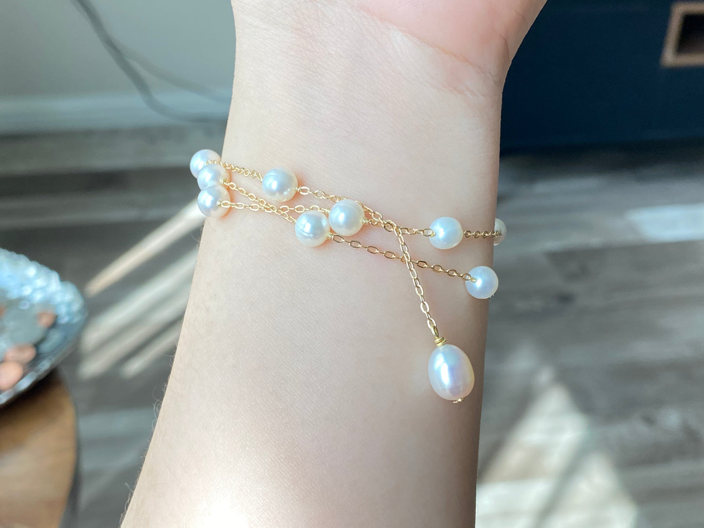 multiple way to wear natural fresh water pearls bead necklace Gypsophila necklack 14k gold filled