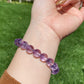 Big beads Top Grade Clear Natural Deep Purple Quartz Rutilated Pyramid Inside half-pot purple rutilated Round rabbit hair Bracelet,gift for her, gift for him