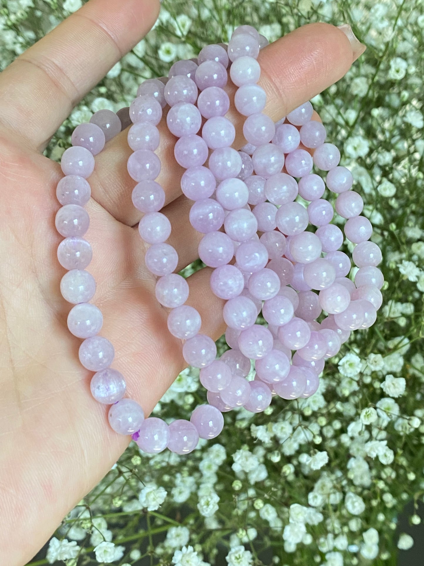 AAAA grade Lavender Lithium kunzite stone Quartz Purple Crystal Smooth Round cat eye fire Beads bracelet，handmade bracelet 7mm
