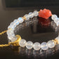 Natural Sri Lanka Moonstone with yanyuan Agate rabbit, bunny Moon chain Bead Bracelet,gift for her,gift idea
