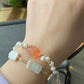 Natural Freshwater pearls with cuty bunny rabbit nanhong agate handmade Bracelet,gift for her