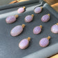 Top Grade Natural Raw Cat eyes illuminate Fire Lilac Purple Kunzite,Lithium,Spodumene,Oval 14K Wire Pendant Necklace