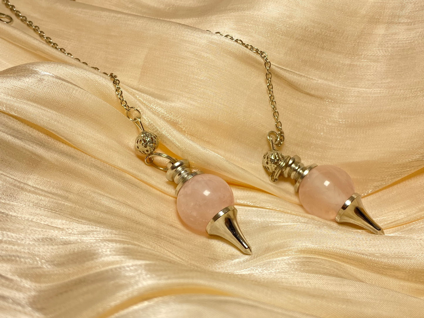 Rose quartz Pendulum , Dowsing Crystal ,Reiki  crystal