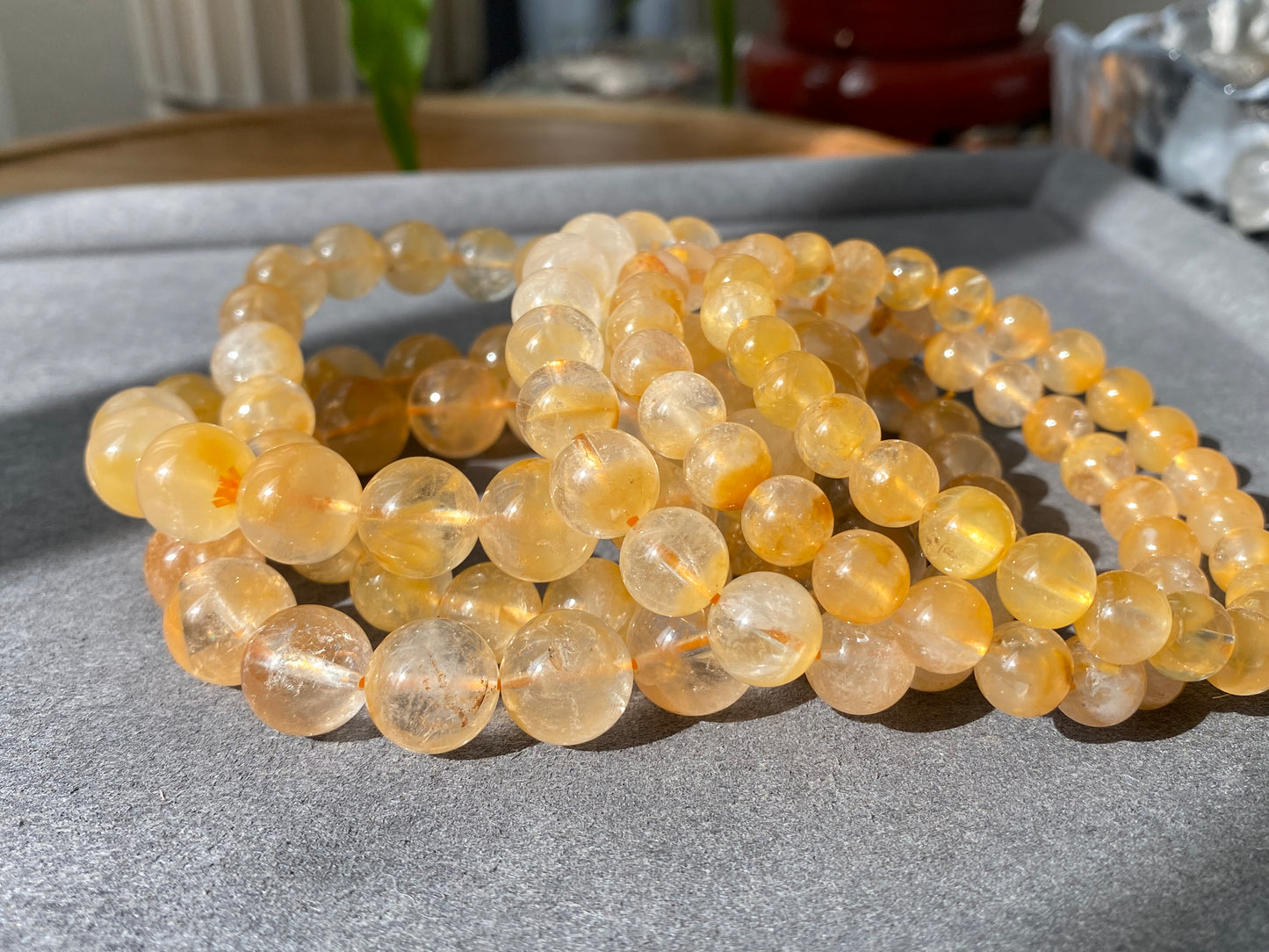 AAAA High Grade  Rare Natural Yellow Red Gold Amphibole Quartz, Angel Phantom Quartz bead bracelet 7mm/8mm/9mm/10mm/11mm/12mm