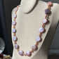 Natural freshwater pearls,baroque metal purple pink cookie shape round button  multiple use Necklace,handmade necklace