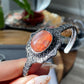 Natural Red Hematoid Quartz,Fire Quartz Lepidocrocite Quartz,Oval Shape Butterfly Bangle,Mid-century Style,Victorian