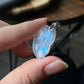 Sri Lanka Natural High Grade Blue Fire Moonstone Hand Carved Fox Pendant Necklace