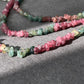 Natural watermelon Multi-color Raw Tourmaline rock Gemstone Sterling silver Bead Bracelet ,gift for her