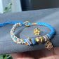Handmade Bracelet, peach flower, cherry blossom braided rope bracelet,gift for her,gift for him