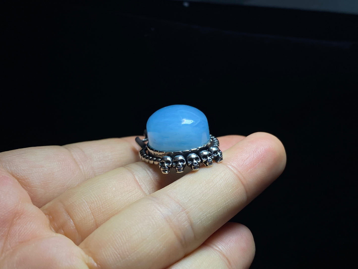 Nature Big Aquamarine Oval shape vintage setting pendant collar Boho Charm Necklace,March Birthstone