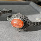 Natural Red Hematoid Quartz,Fire Quartz Lepidocrocite Quartz,Oval Shape Butterfly Bangle,Mid-century Style,Victorian