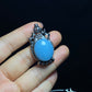 Nature Big Aquamarine Oval shape vintage setting pendant collar Boho Charm Necklace,March Birthstone