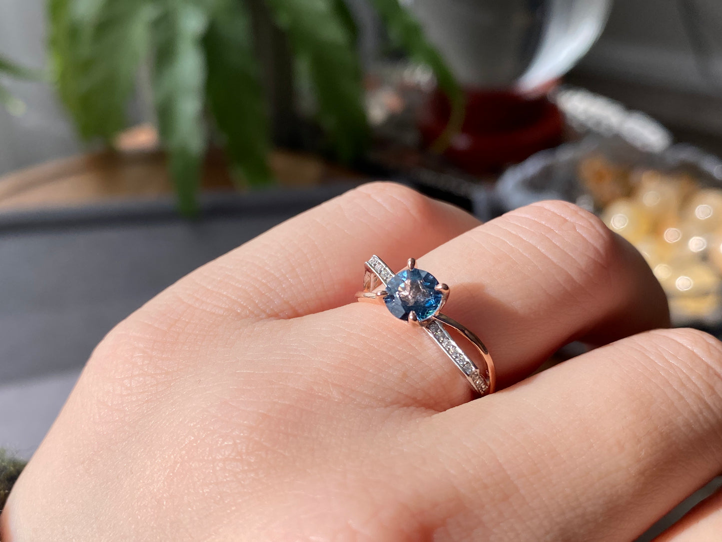Natural Blue Topaz Statement Ring, Sterling Silver Birthday Ring Promise, Anniversary Ring for Women, Mother's Day Gift