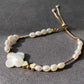 Natural Fresh water baroque Pearls with four leaf clover Mother of pearls 14K gold slide open Bracelet
