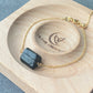 Natural Raw Protection Black Tourmaline Crystals,Meditation Stones 14K gold Adjustable slide closed Bracelet