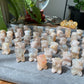 Natural Sakura Agate,flower agate hand carved couple shy bear beads bracelet,gift for her