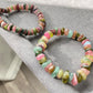 Natural watermelon Multi-color Raw puffy Tourmaline rock Gemstone  Bead Bracelet ,gift for her